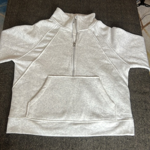 NWOT Women's Danskin White Half-Zip Sweater sz L Kangaroo Pocket Heather White - Picture 5 of 11
